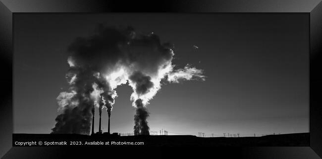 Power plant at sunrise Industrial complex Arizona America Framed Print by Spotmatik 