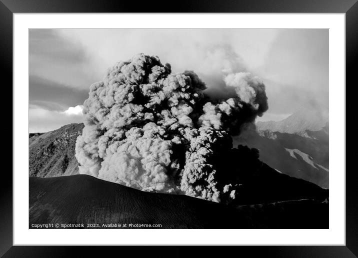 Mount Bromo volcano erupting Indonesian South East Asia Framed Mounted Print by Spotmatik 