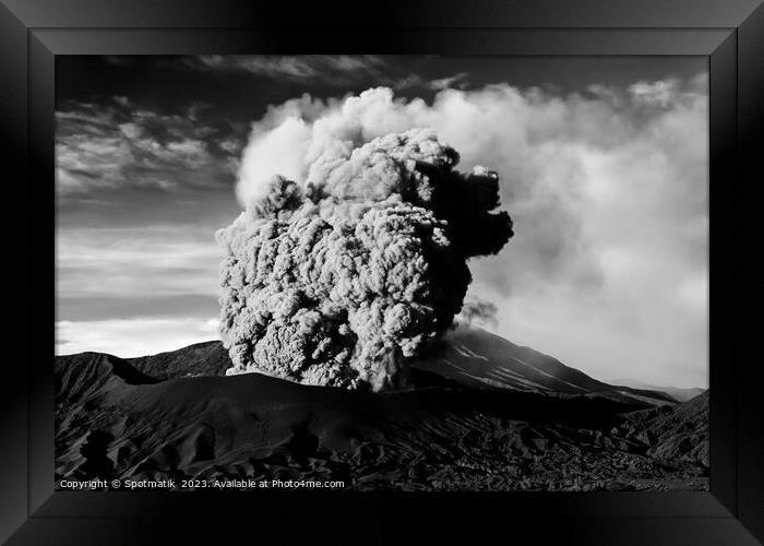 Mt Bromo Indonesia a remote active volcano erupting  Framed Print by Spotmatik 