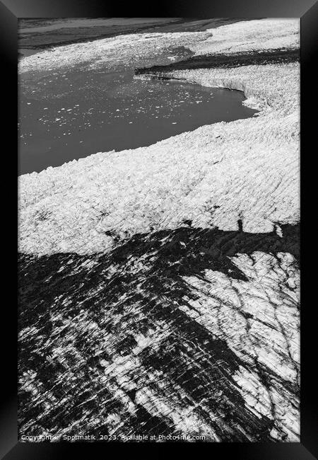 Aerial view Knik glacier Chugach Mountains Alaska USA Framed Print by Spotmatik 
