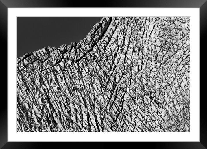 Aerial view ice crevasses frozen glacier Alaska USA Framed Mounted Print by Spotmatik 