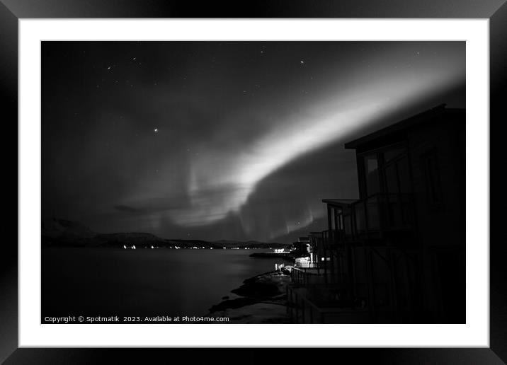 Northern Lights display in sky Arctic Circle Norway Framed Mounted Print by Spotmatik 