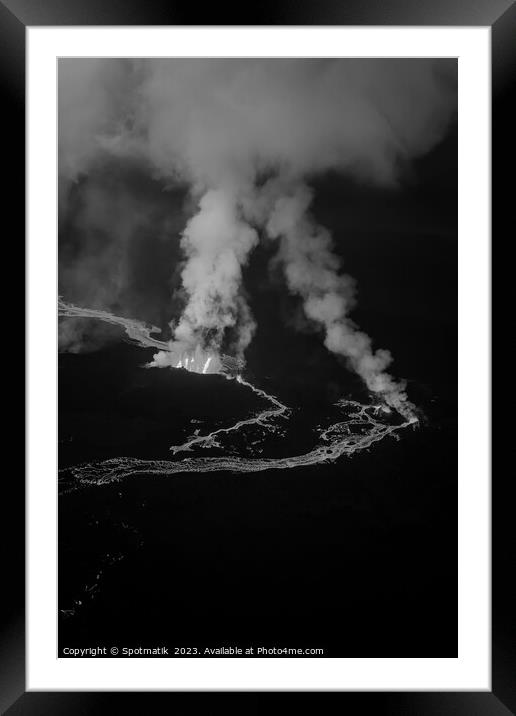 Aerial Iceland rivers of lava flowing from fissures  Framed Mounted Print by Spotmatik 