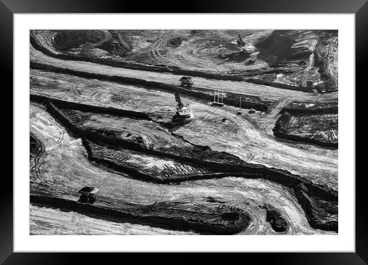 Aerial Ft McMurray Industrial excavator surface pit mining  Framed Mounted Print by Spotmatik 