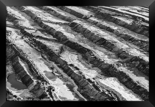 Aerial Ft McMurray surface mining Oilsands Alberta Canada  Framed Print by Spotmatik 