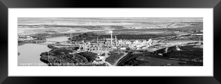 Aerial Panorama view Oil Refinery near Oilsands mining  Framed Mounted Print by Spotmatik 