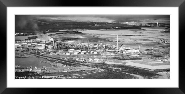 Aerial Panorama view of Petrochemical oil refinery Canada Framed Mounted Print by Spotmatik 