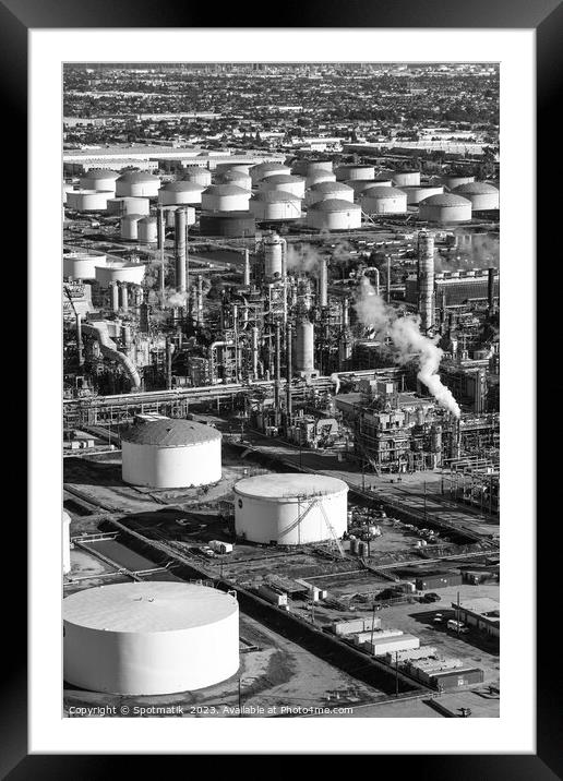 Aerial view Oil Refinery El Segundo Los Angeles  Framed Mounted Print by Spotmatik 