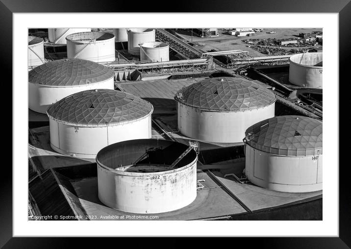 Aerial view of oil and gas refinery energy Framed Mounted Print by Spotmatik 