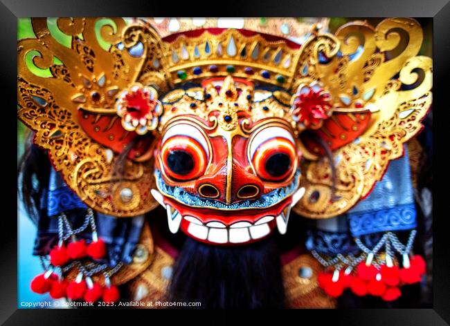 Balinese Barong traditional dancer ceremonial dragon mask Framed Print by Spotmatik 