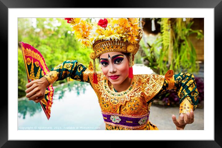 Portrait Balinese Legong dancer wearing jeweled dress Indonesia Framed Mounted Print by Spotmatik 