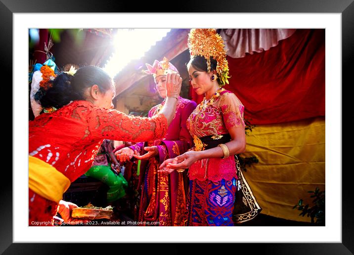 Wedding Balinese wedding bride groom attending the Ceremony  Framed Mounted Print by Spotmatik 