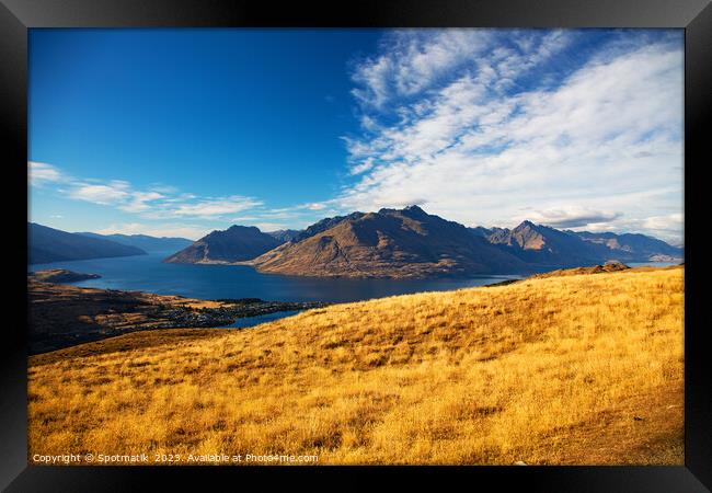 Landscape view The Remarkables National Park New Zealand  Framed Print by Spotmatik 