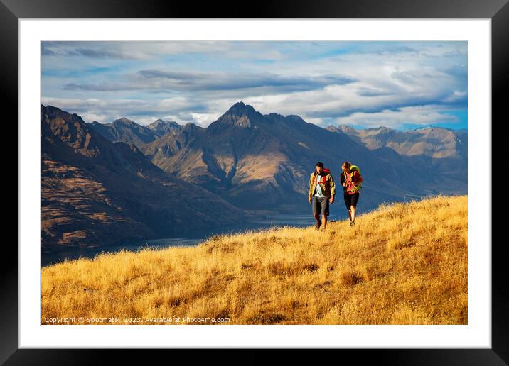 The Remarkables Otago young adventure couple vacation trekking Framed Mounted Print by Spotmatik 