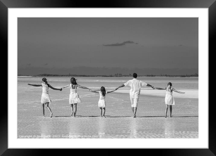 Healthy Caucasian family together on beach vacation Bahamas Framed Mounted Print by Spotmatik 