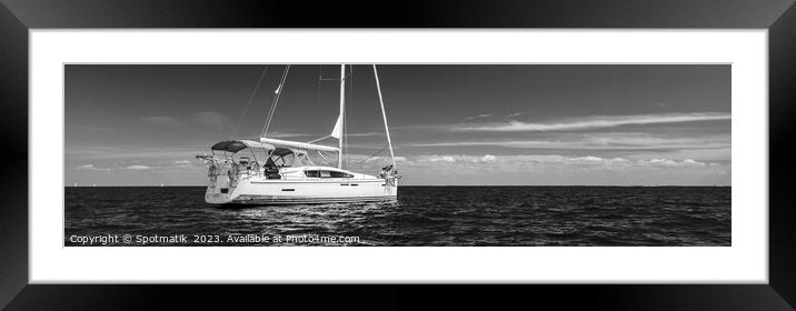 Panoramic Luxury yacht sailing in tropical seas on vacation Framed Mounted Print by Spotmatik 