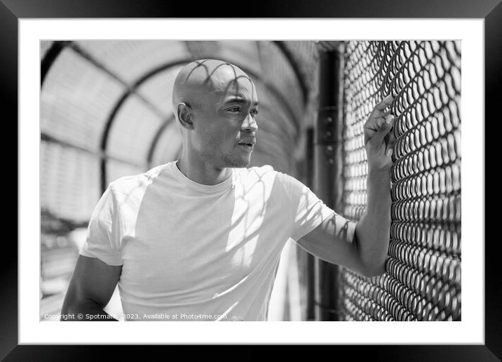 African American male fitness tunnel urban fence Framed Mounted Print by Spotmatik 