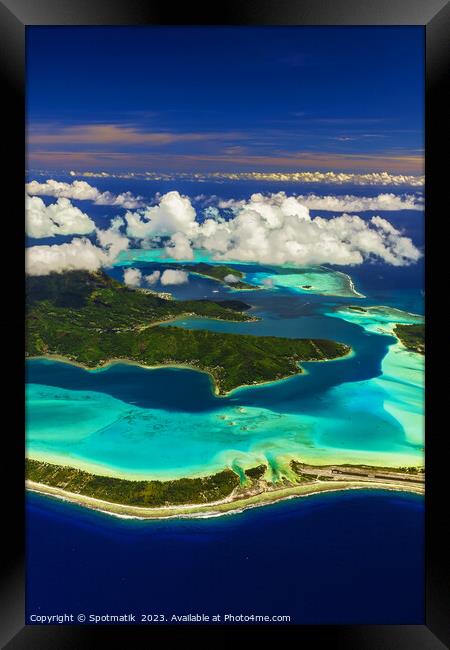Aerial Bora Bora Mt Otemanu South Pacific Ocean Framed Print by Spotmatik 
