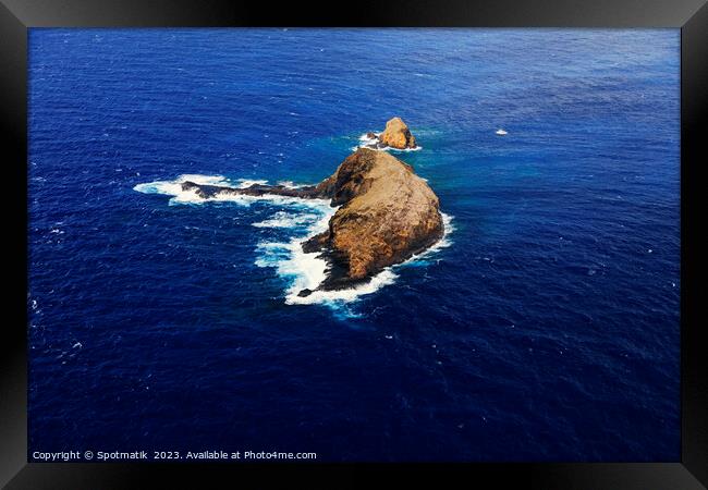 Aerial Molokai coastal view Mokopu Island Kukaiwaa Point  Framed Print by Spotmatik 