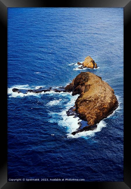 Aerial Molokai view of Elephant rock Kukaiwaa Point  Framed Print by Spotmatik 