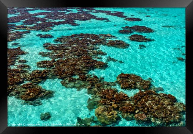 Aerial Coral Reef Lagoon Island Bora Bora  Framed Print by Spotmatik 