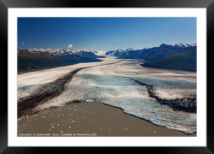 Aerial view Alaska USA Knik glacier Chugach Mountains  Framed Mounted Print by Spotmatik 
