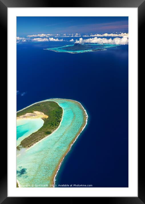 Aerial Tupai French Polynesia Heart Island Ocean Paradise  Framed Mounted Print by Spotmatik 