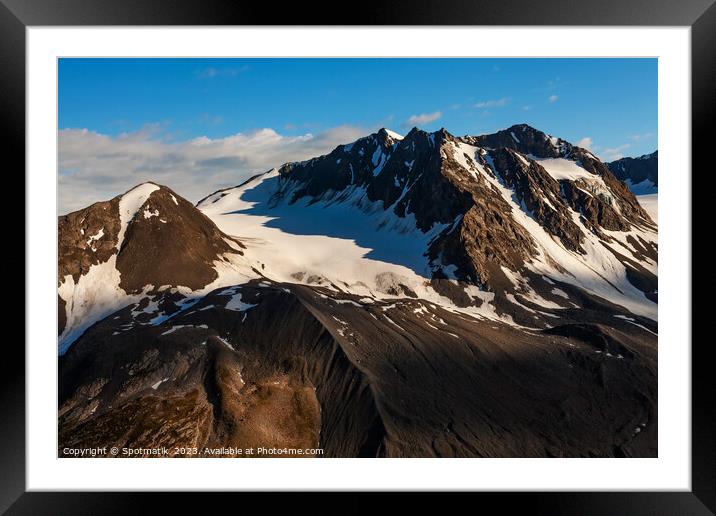 Aerial view Chugach snowy mountain range Alaska America Framed Mounted Print by Spotmatik 