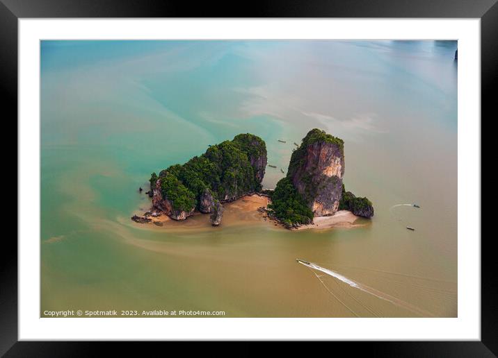 Aerial view Krabi Thailand limestone rock karsts Asia Framed Mounted Print by Spotmatik 