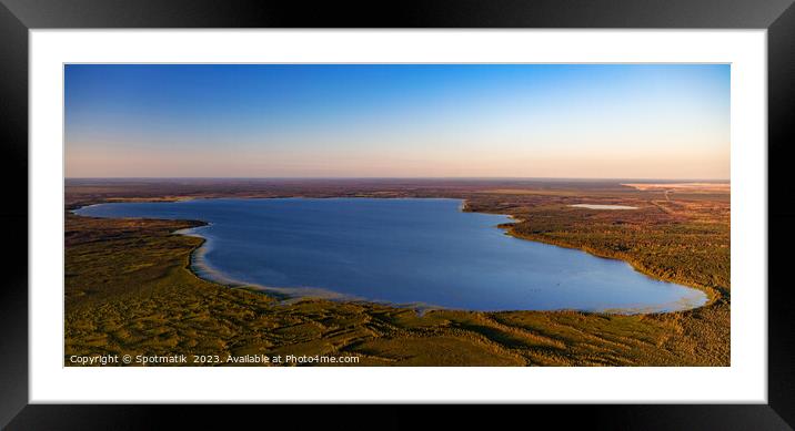 Aerial Panoramic view of Canadian wetland remote Wilderness  Framed Mounted Print by Spotmatik 