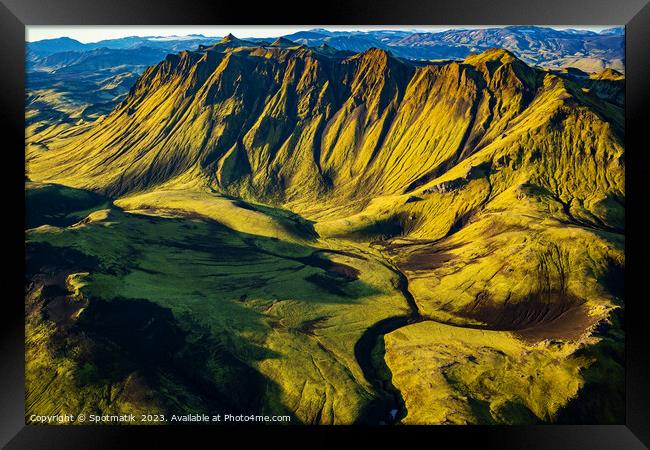 Aerial Iceland Landmannalaugar National Park  Framed Print by Spotmatik 