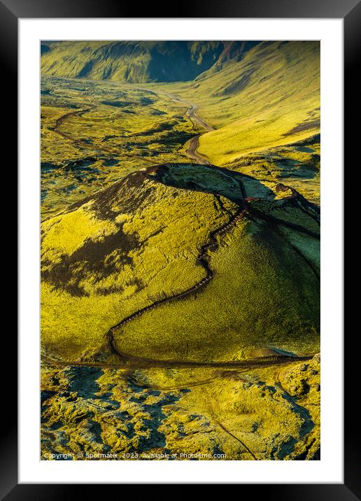Aerial view of Icelandic volcanic landscape Landmannalaugar Framed Mounted Print by Spotmatik 