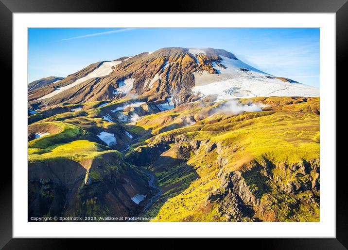 Aerial Landmannalaugar Iceland venting hot steam from fissures  Framed Mounted Print by Spotmatik 