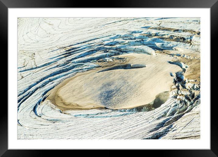 Aerial Icelandic view of glacial ice field Landmannalaugar  Framed Mounted Print by Spotmatik 