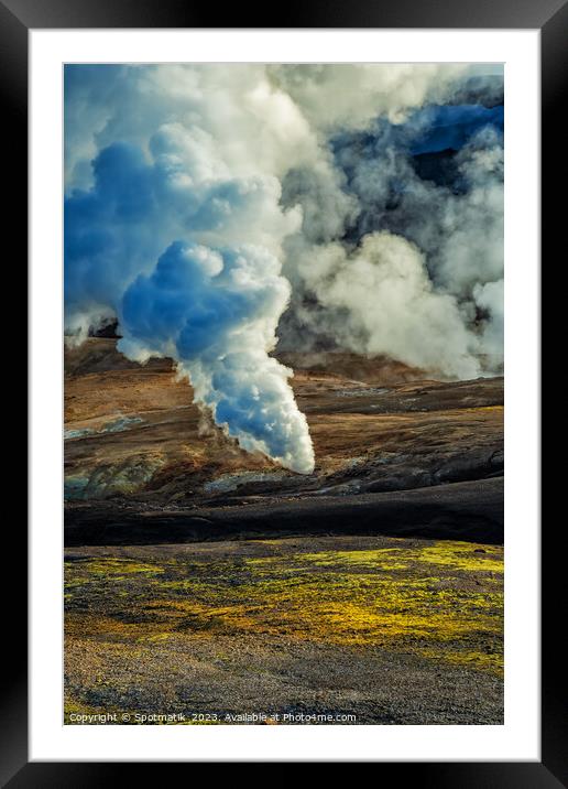 Aerial view of natural volcanic hot springs Europe Framed Mounted Print by Spotmatik 