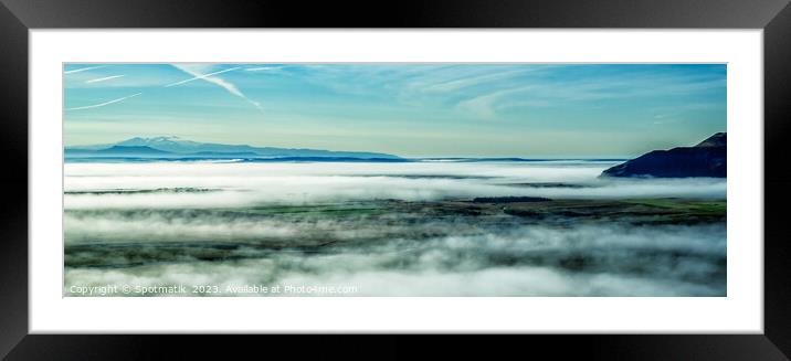 Aerial Panoramic of Icelandic morning mist travel tourism  Framed Mounted Print by Spotmatik 