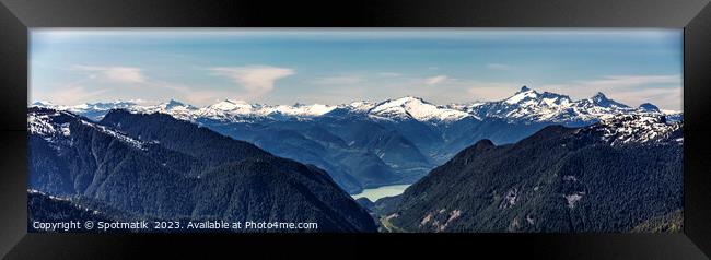 Aerial Panoramic view of Rocky mountains Vancouver Canada Framed Print by Spotmatik 