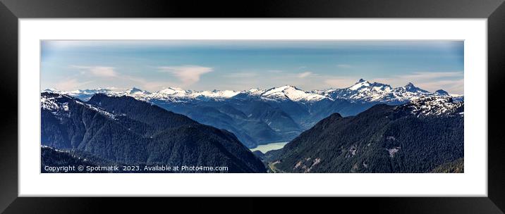 Aerial Panoramic view of Rocky mountains Vancouver Canada Framed Mounted Print by Spotmatik 