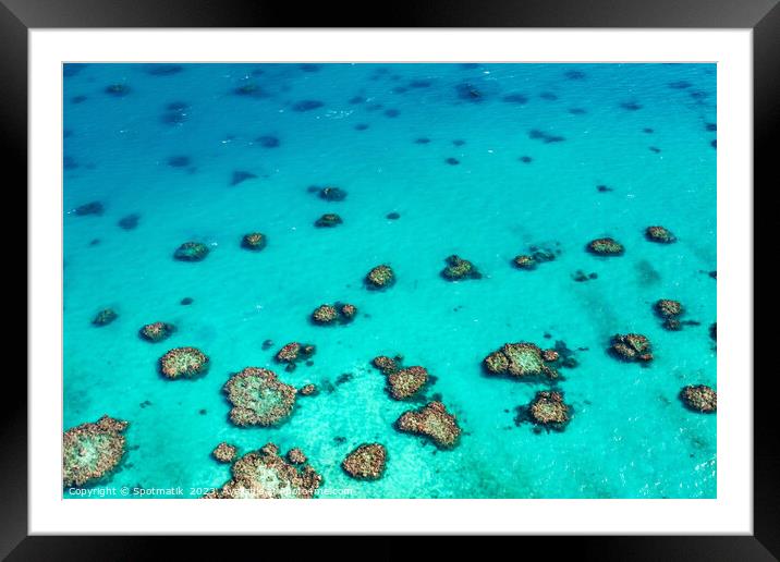 Aerial Great Barrier Reef Queensland Australia Coral Sea  Framed Mounted Print by Spotmatik 