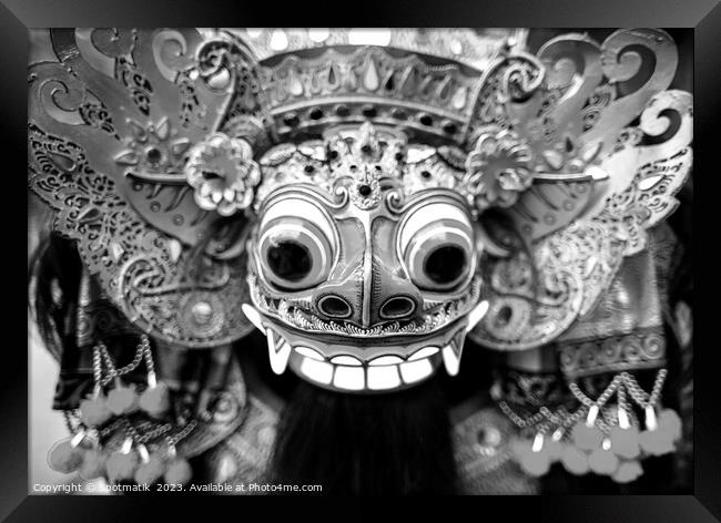 Balinese Barong traditional dancer ceremonial dragon mask Framed Print by Spotmatik 