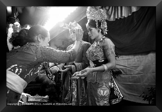 Wedding Balinese wedding bride groom attending the Ceremony  Framed Print by Spotmatik 