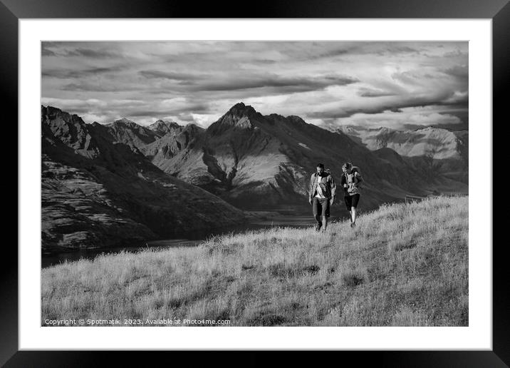 The Remarkables Otago young adventure couple vacation trekking Framed Mounted Print by Spotmatik 