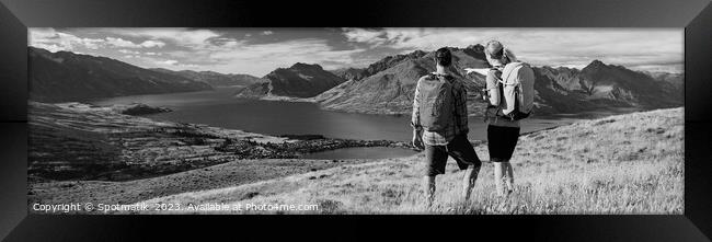 Panorama The Remarkables Otago young adventure couple vacation Framed Print by Spotmatik 