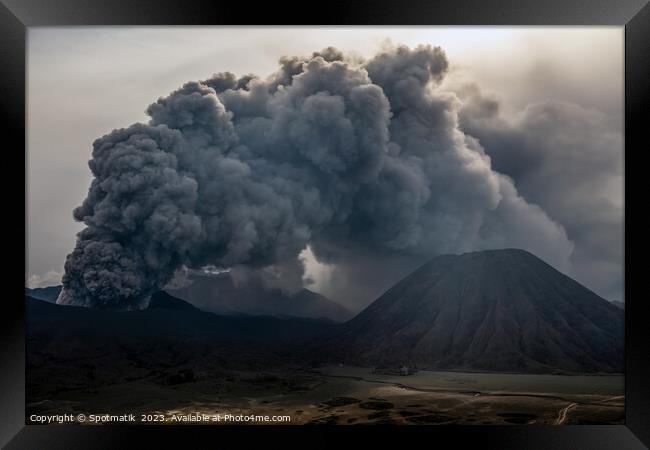 Mount Bromo volcanic natural active eruption Indonesian Asia Framed Print by Spotmatik 