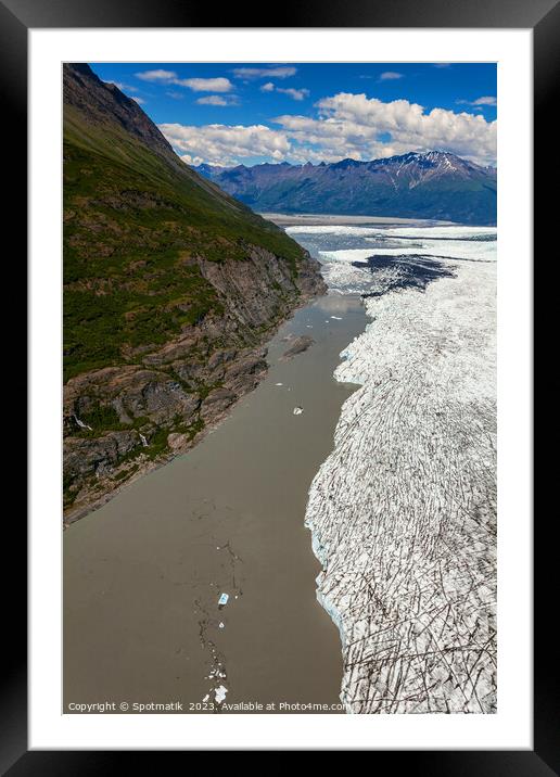 Aerial Alaska view Knik glacier Chugach Mountains USA Framed Mounted Print by Spotmatik 