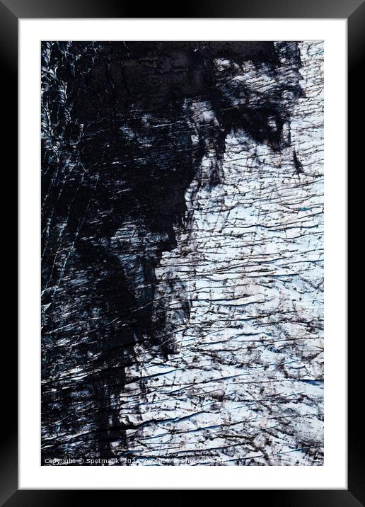 Aerial view ice crevasses frozen glacier Alaska USA Framed Mounted Print by Spotmatik 