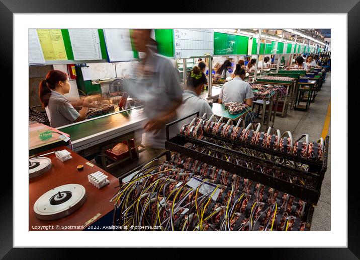 Chinese workers factory on assembly line Mainland China Framed Mounted Print by Spotmatik 