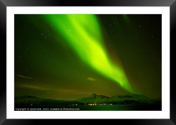 Northern Polar Lights in night sky Norway Scandinavia Framed Mounted Print by Spotmatik 