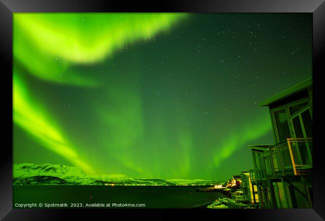 Northern Lights solar magnetic radiation Arctic Circle Norway Framed Print by Spotmatik 