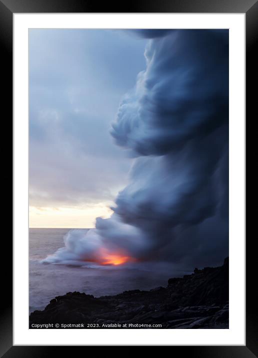 Molten hot magma flowing seaward from Kilauea Hawaii Framed Mounted Print by Spotmatik 